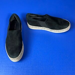 Vince Black Leather Espadrilles Loafers Shoes 7